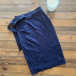 Mango Navy Wrap Skirt
